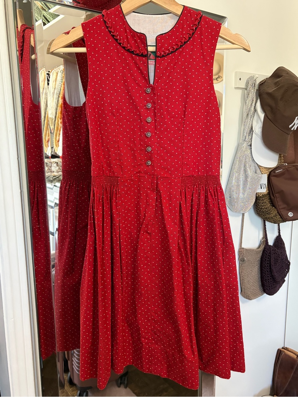 Vintage Zechner Dirndl Dress Red Floral (Austrian/German)